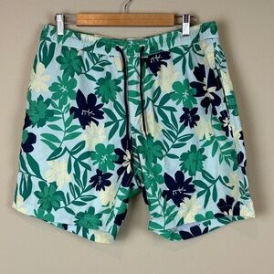 Gap Green/Navy/Yellow Tropical Hawaiian Pool Shorts/Swim Trunks; Size L
